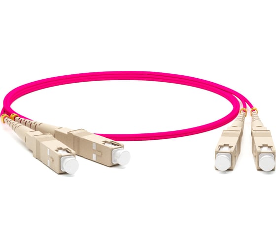 Волоконно-оптический патч-корд (шнур) Hyperline mm 50/125(om4), sc-sc, 2.0 мм, duplex, 10g/40g, lszh, 0.5 м 378209 1