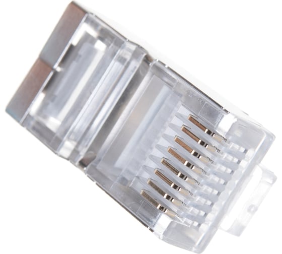 Коннектор RJ-45 TWT 8P8C FTP категория 5e, экранированный, универсальный, 100 шт. в упаковке PL45/S-8P8C