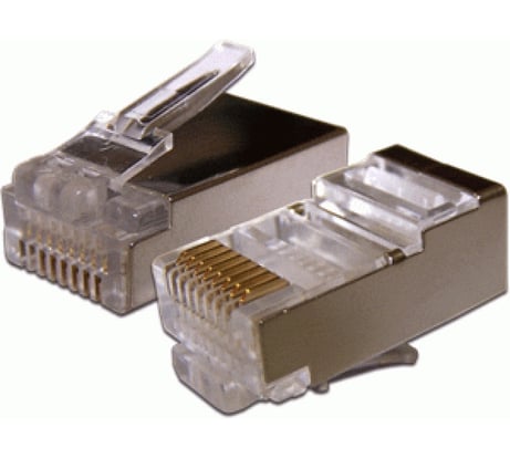 Коннектор RJ45 TWT STP 8P8C, универсальный, со вставкой, cat.6, 100 шт. PL45/S-8P8C-6V