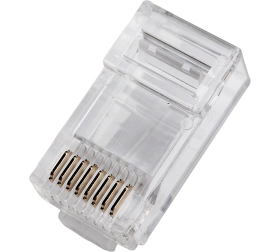 Коннектор RJ-45 TWT 8P8C UTP категория 5e, универсальный, со вставкой, 100 шт. в упаковке PL45-8P8C-V 1