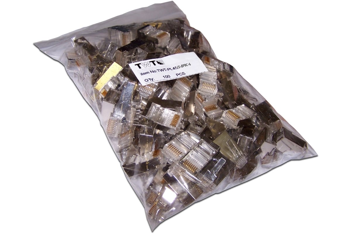 Коннектор RJ-45 TWT 8P8C FTP категория 6, экранированный, универсальный ...