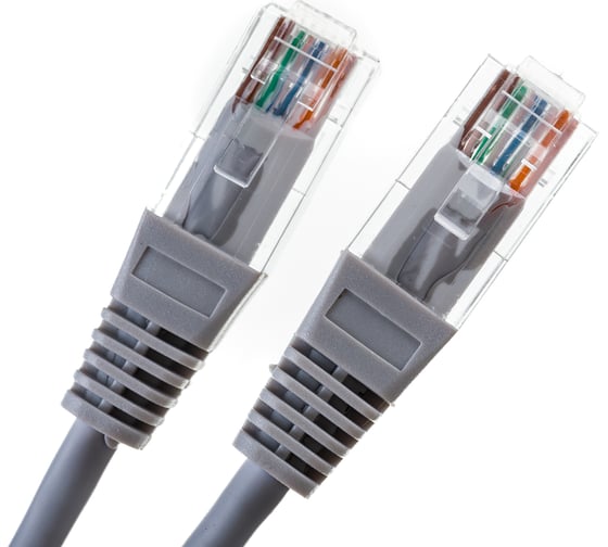 Патч-корд TWT RJ45-RJ45, 4 пары, UTP, категория 5е, 0.5 м, серый, 45-45-0.5-GY