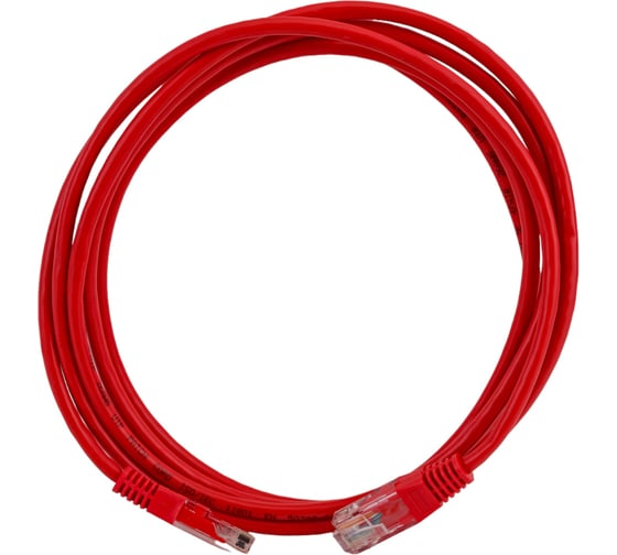 Патч-корд TWT RJ45-RJ45, 4 пары, UTP, категория 5е, 2 м, красный, 45-45-2.0-RD
