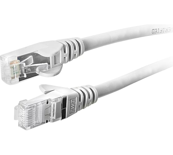 Патч-корд TWT RJ45-RJ45, 4 пары, FTP, категория 6, 2 м, серый, 45-45-2.0/S6-GY