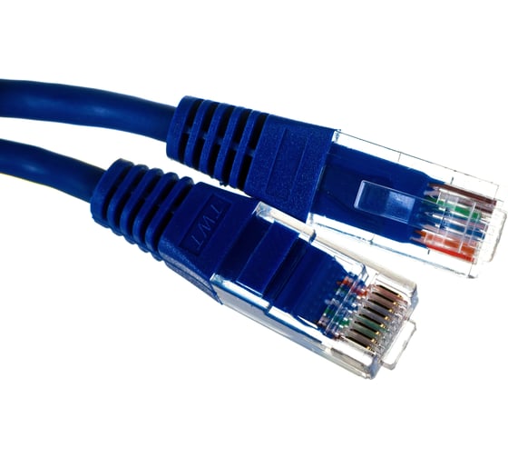 Патч-корд TWT RJ45-RJ45, 4 пары, UTP, категория 5е, 0.5 м, синий, 45-45-0.5-BL