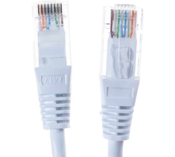 Патч-корд TWT RJ45-RJ45, 4 пары, UTP, категория 5е, 0.3 м, белый, 45-45-0.3-WH