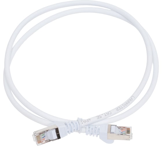 Патч-корд LANMASTER RJ45-RJ45, 4 пары, FTP, категория 5е, 1 м, белый. LSZH, LAN-PC45/S5E-1.0-WH