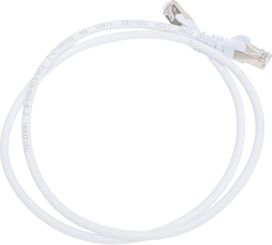 Патч-корд LANMASTER RJ45-RJ45, 4 пары, FTP, категория 5е, 1 м, белый. LSZH, LAN-PC45/S5E-1.0-WH