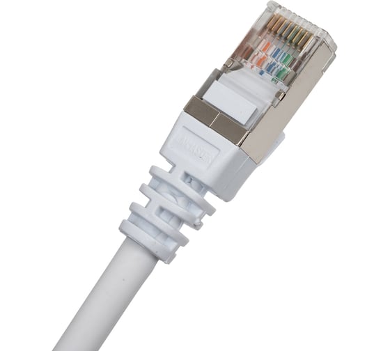 Патч-корд LANMASTER RJ45-RJ45, 4 пары, FTP, категория 5е, 1 м, белый. LSZH, LAN-PC45/S5E-1.0-WH