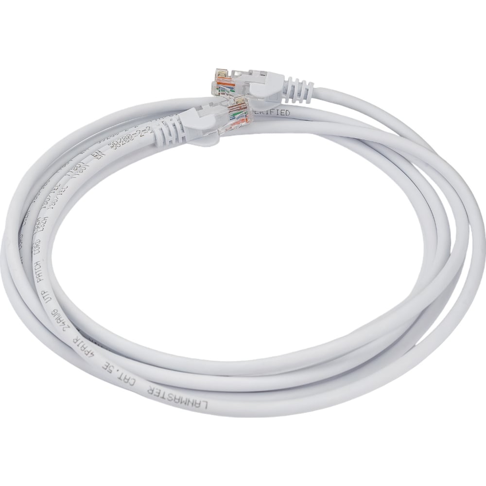 Патч-корд LANMASTER RJ45-RJ45, 4 пары, UTP, категория 5е, 3 м, белый ...