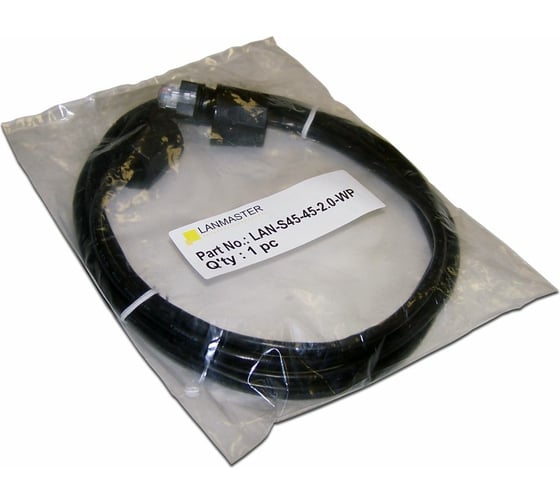 Индустриальный патч-корд LANMASTER RJ45-RJ45 4 пары FTP категория 5е 5м черный, LAN-S45-45-5.0-WP