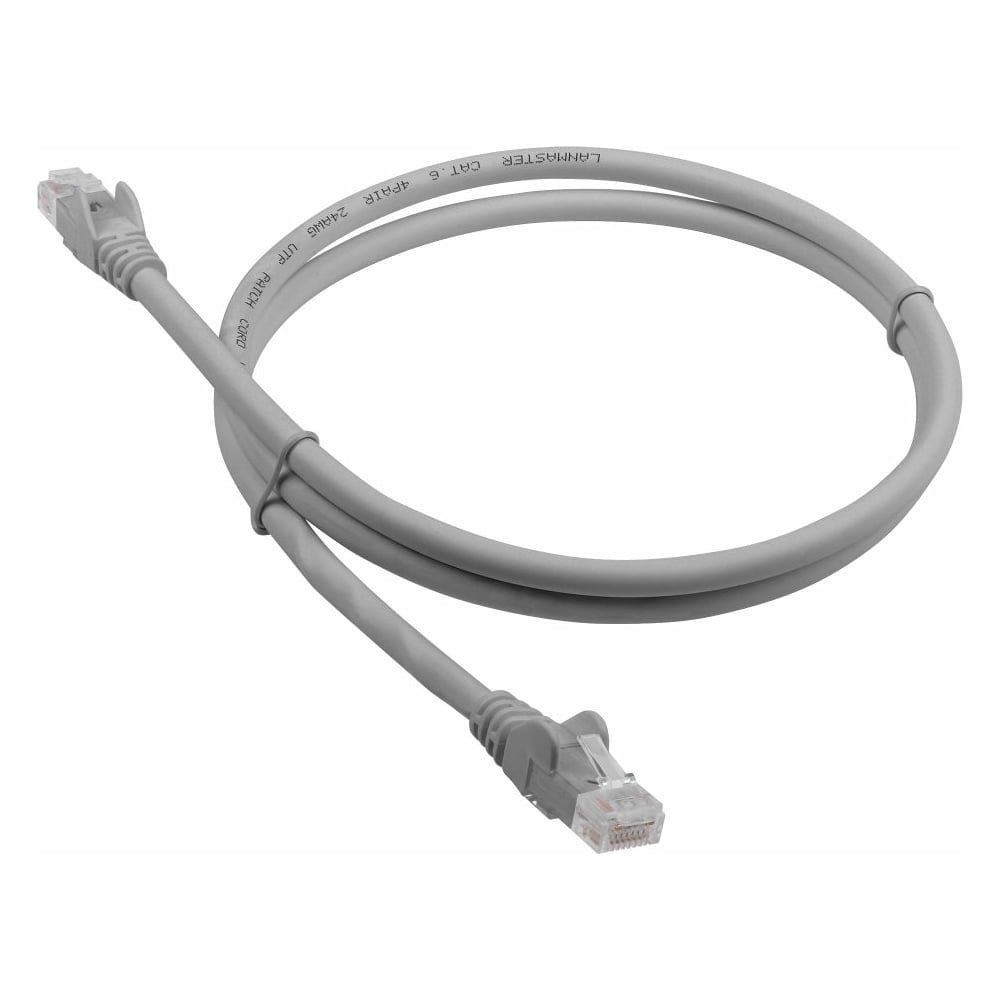 Патч-корд LANMASTER RJ45-RJ45, 4 пары, UTP, категория 6, 1 м, серый ...