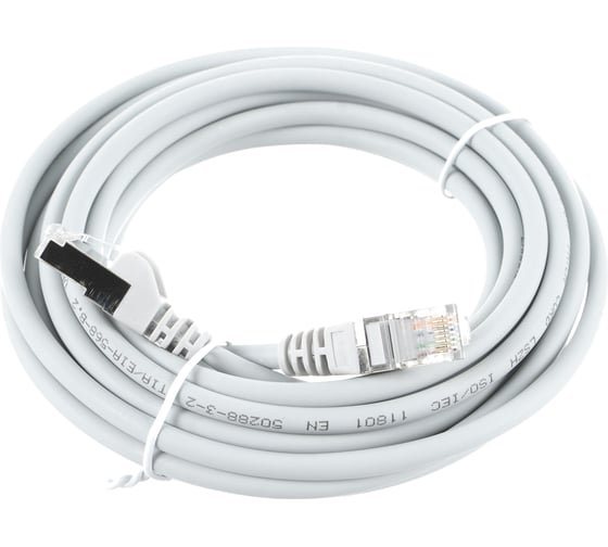 Патч-корд LANMASTER RJ45-RJ45, 4 пары, FTP, категория 5е, 5 м, серый, LSZH, LAN-PC45/S5E-5.0-GY 1