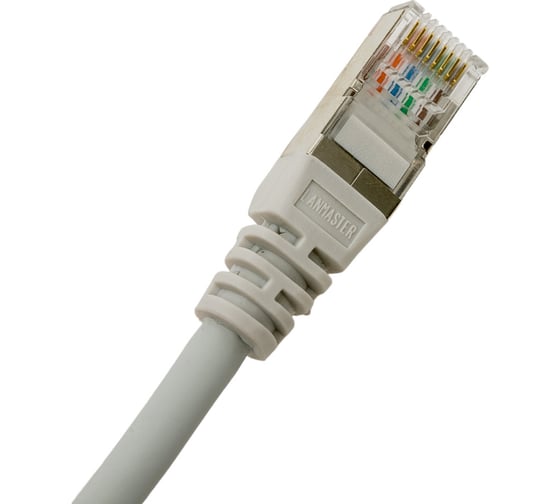 Патч-корд LANMASTER RJ45-RJ45, 4 пары, FTP, категория 5е, 0.5 м, серый, LSZH, LAN-PC45/S5E-0.5-GY