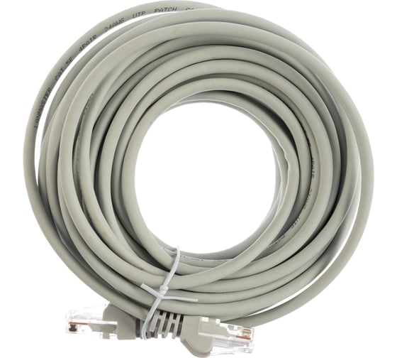 Патч-корд LANMASTER RJ45-RJ45, 4 пары, UTP, категория 5е, 10 м, серый, LSZH, LAN-PC45/U5E-10-GY 1