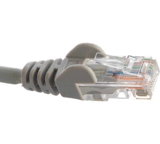 Патч-корд LANMASTER RJ45-RJ45, 4 пары, UTP, категория 5е, 10 м, серый, LSZH, LAN-PC45/U5E-10-GY