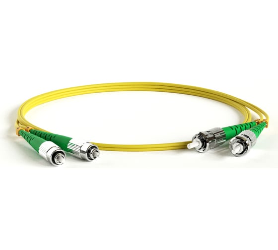 Волоконно-оптический патч-корд (шнур) Hyperline FC-D2-9-FC/AR-ST/AR-H-10M-LSZH-YL SM 9/125 (OS2), FC/APC-ST/APC, 2.0 мм, duplex, LSZH, 10 м 238593 1