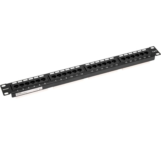 Патч-панель 19" REXANT 1U, 24 порта RJ-45, CAT 6, UTP 02-0234