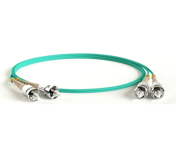 Волоконно-оптический патч-корд (шнур) Hyperline FC-D2-503-ST/PR-ST/PR-H-1M-LSZH-AQ MM 50/125(OM3), ST-ST, 2.0 мм, duplex, LSZH, 1 м 247724 1