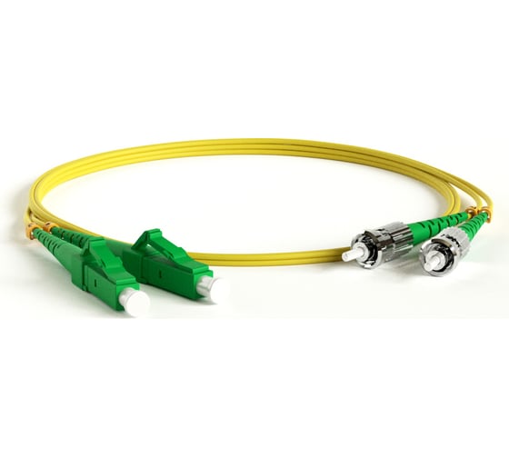 Волоконно-оптический патч-корд (шнур) Hyperline FC-D2-9-LC/AR-ST/AR-H-1M-LSZH-YL SM 9/125 (OS2), LC/APC-ST/APC, 2.0 мм, duplex, LSZH, 1 м 28329
