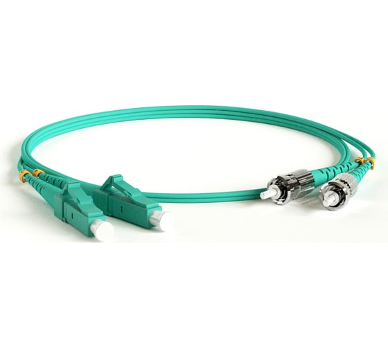 Волоконно-оптический патч-корд (шнур) Hyperline FC-D2-503-LC/PR-ST/PR-H-15M-LSZH-AQ MM 50/125(OM3), LC-ST, duplex, LSZH, 15 м 247710