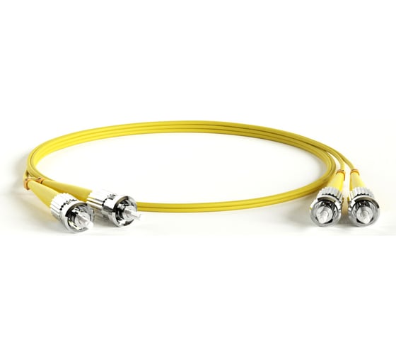 Волоконно-оптический патч-корд (шнур) Hyperline FC-D2-9-ST/UR-ST/UR-H-1.5M-LSZH-YL SM 9/125 (OS2), ST/UPC-ST/UPC, 2.0 мм, duplex, LSZH, 1.5 м 397395 1