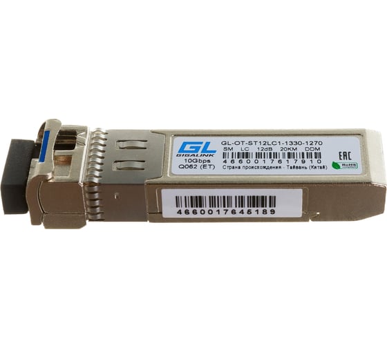 Модуль SFP+ GIGALINK 10G, WDM, одно волокно, Tx:1330/Rx:1270 нм, 12 дБ GL-OT-ST12LC1-1330-1270