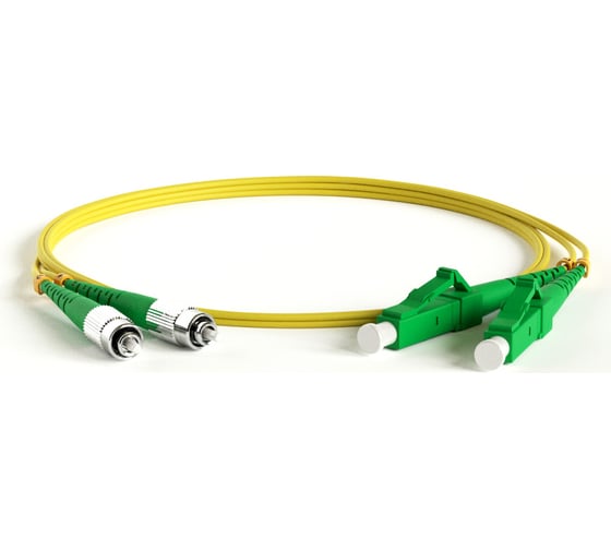 Волоконно-оптический патч-корд (шнур) Hyperline FC-D2-9-FC/AR-LC/AR-H-1.5M-LSZH-YL SM 9/125 (OS2), FC/APC-LC/APC, 2.0 мм, duplex, LSZH, 1.5 м 376951