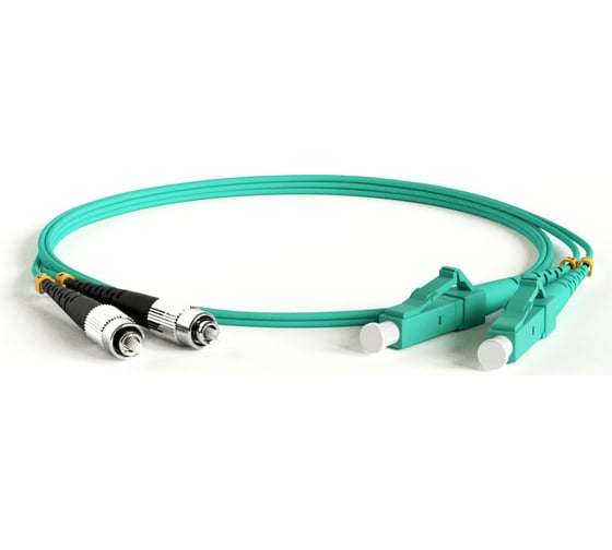 Волоконно-оптический патч-корд (шнур) Hyperline FC-D2-503-FC/PR-LC/PR-H-1.5M-LSZH-AQ MM 50/125(OM3), FC-LC, duplex, LSZH, 1.5 м 481217