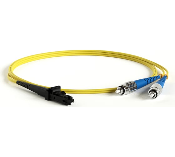 Волоконно-оптический патч-корд (шнур) Hyperline FC-D2-9-FC/UR-MTRJM/UR-H-3M-LSZH-YL SM 9/125 (OS2), FC-MTRJ(папа), 2.0 мм, duplex, LSZH, 3 м 28180