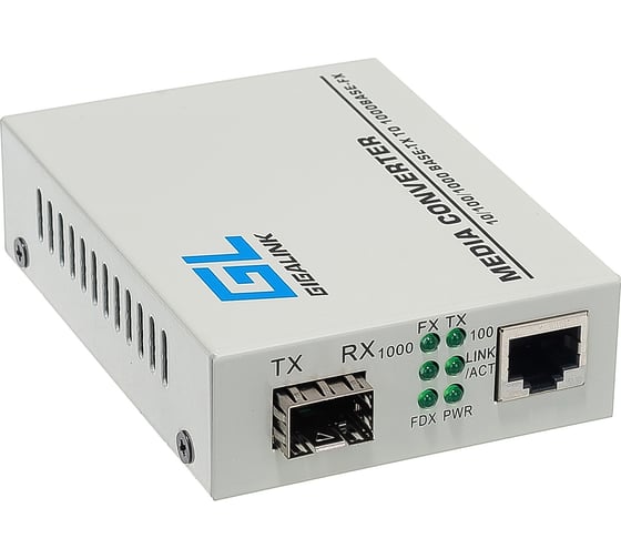 Конвертер UTP-SFP GIGALINK 10/100/1000Мбит/с в 1000Мбит/с, rev2 GL-MC-UTPG-SFPG-F.r2
