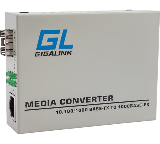 Конвертер UTP-SFP GIGALINK 10/100/1000Мбит/с в 1000Мбит/с GL-MC-UTPG-SFPG-F