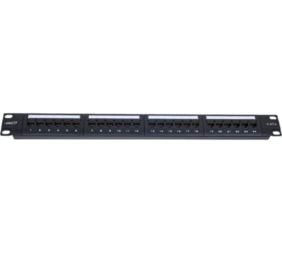 Патч-панель LANMASTER 19", 24 порта RJ-45, категория 6, UTP, 1U, LAN-PPL24U6