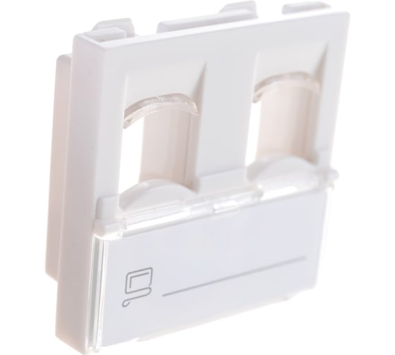 Вставка LANMASTER 45x45 на 2 кейстоуна, со шторкой, маркировкой, белая, LAN-SIP-24L-WH