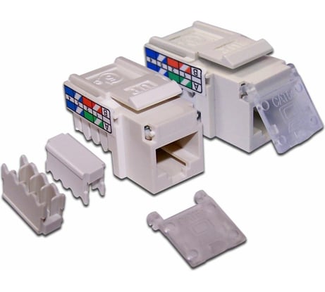 Вставка Keystone LANMASTER RJ-45, категория 5e, белая, со шторкой, LAN-OK45U5E/90-WH