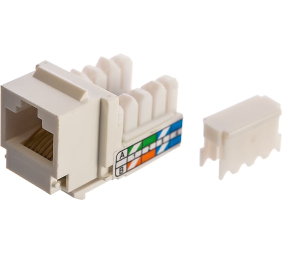 Вставка Keystone LANMASTER RJ-45, категория 5e, белая, со шторкой, LAN-OK45U5E/90-WH
