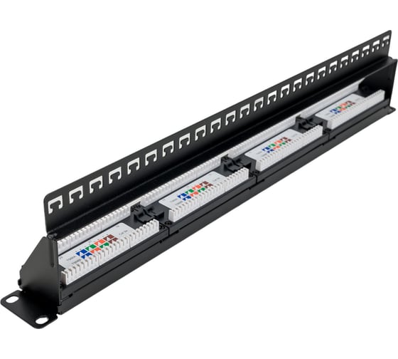 Панель NIKOMAX 19", 1U, 24 порта, Кат.5e, RJ45/8P8C, неэкран., черная NMC-RP24UD2-ES-1U-BK