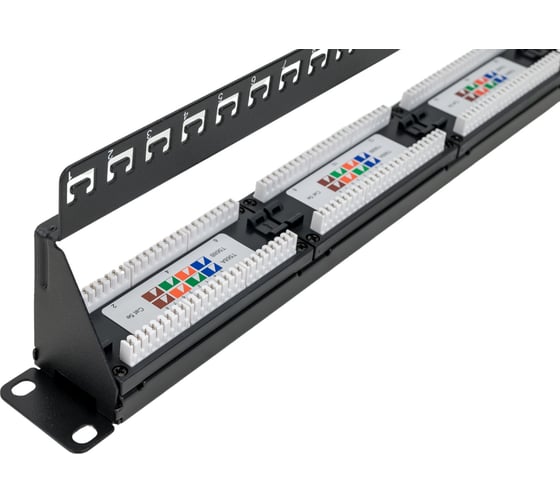 Панель NIKOMAX 19", 1U, 24 порта, Кат.5e, RJ45/8P8C, неэкран., черная NMC-RP24UD2-ES-1U-BK