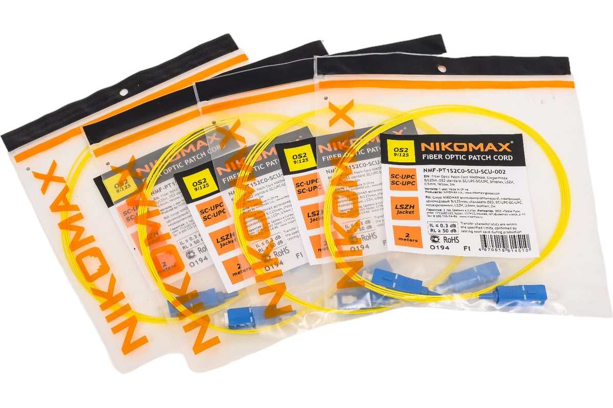 Оптический кросс NIKOMAX 19", 1U, укомплектованный на 8 портов SC/UPC ...