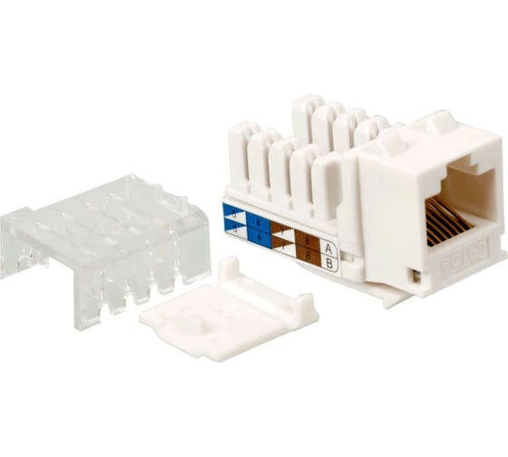 Вставка Keystone RJ-45 LANMASTER категория 5e, белая, со шторкой, узкая, LAN-OK45U5E/90N-WH