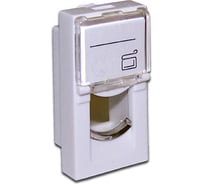 Вставка LANMASTER 22.5х45 на 1 кейстоун, со шторкой, маркировкой, белая LAN-SIP-22L-WH