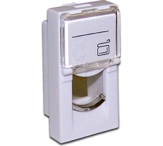Вставка LANMASTER 22.5х45 на 1 кейстоун, со шторкой, маркировкой, белая LAN-SIP-22L-WH 1