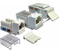 Вставка Keystone RJ-45 LANMASTER категория 6, белая, со шторкой, LAN-OK45U6/90-WH