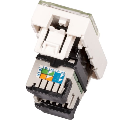 Вставка LANMASTER Mosaic 22.5x45 RJ-45 UTP кат5e со шторкой окном маркировки белая LAN-SIP-22U5E-WH