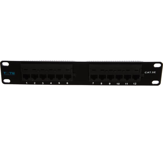 Патч-панель TWT 10, 12 портов RJ-45, категория 5e, UTP, 1U, монтажный размер 254мм, PP12UTP-10