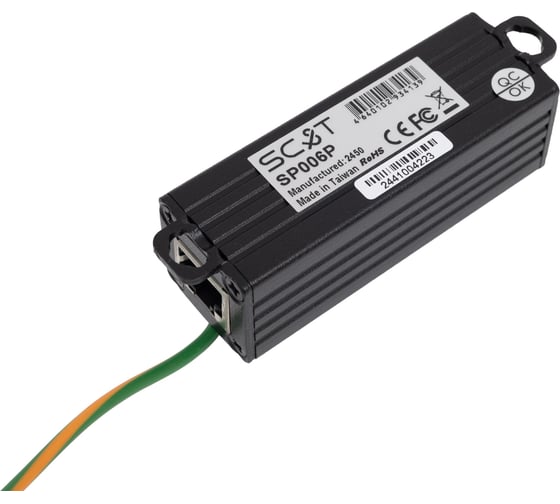 Устройство грозозащиты Ethernet c PoE SC&T SP006P одноканальное sct0610
