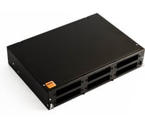 Универсальный оптический бокс Hyperline FO-19V-2U-6xSLT-W130H30-48UN-BK 19" выдвижной, с полкой, от 8 до 48 портов (SC, duplex LC, ST, FC), со сплайс пластиной, без пигтейлов и проходных адаптеров, 2U, черный 401219