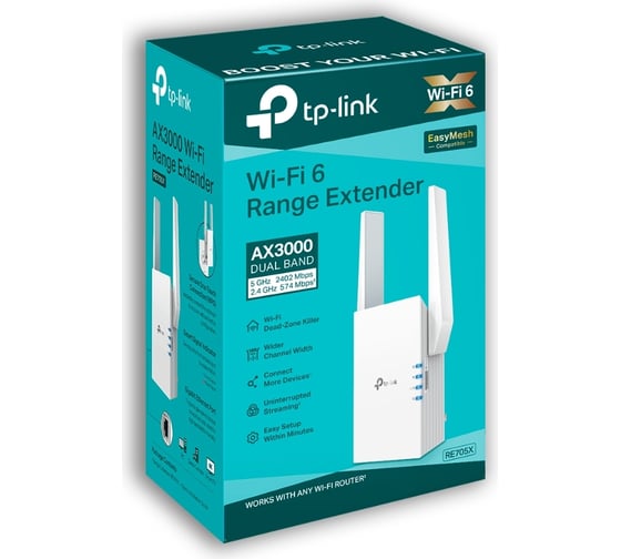 Усилитель сигнала Wi-Fi 6 TP-Link AX3000 RE705X