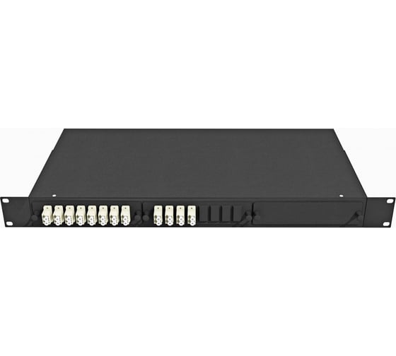 Стоечный оптический кросс TopLan 19", 24 DLC/UPC адаптера, многомодовый OM4, 1U, черный, укомплектованный, КРС-Top-1U-24DLC/U-OM4-BK 1