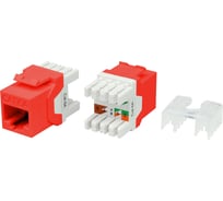 Вставка keystone Hyperline jack rj-45(8p8c), категория 6a (10g), тип 180 градусов, красная 432649